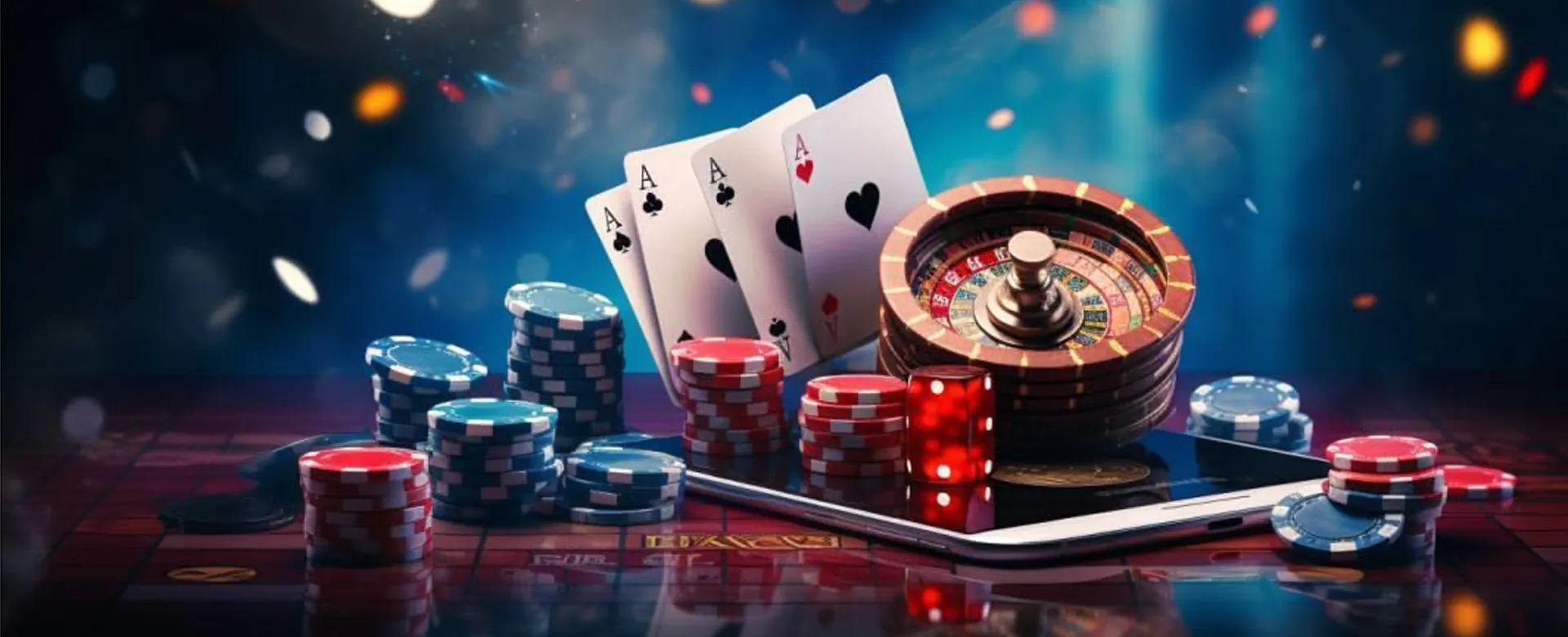 Dynamic live casino background with bright lights and action